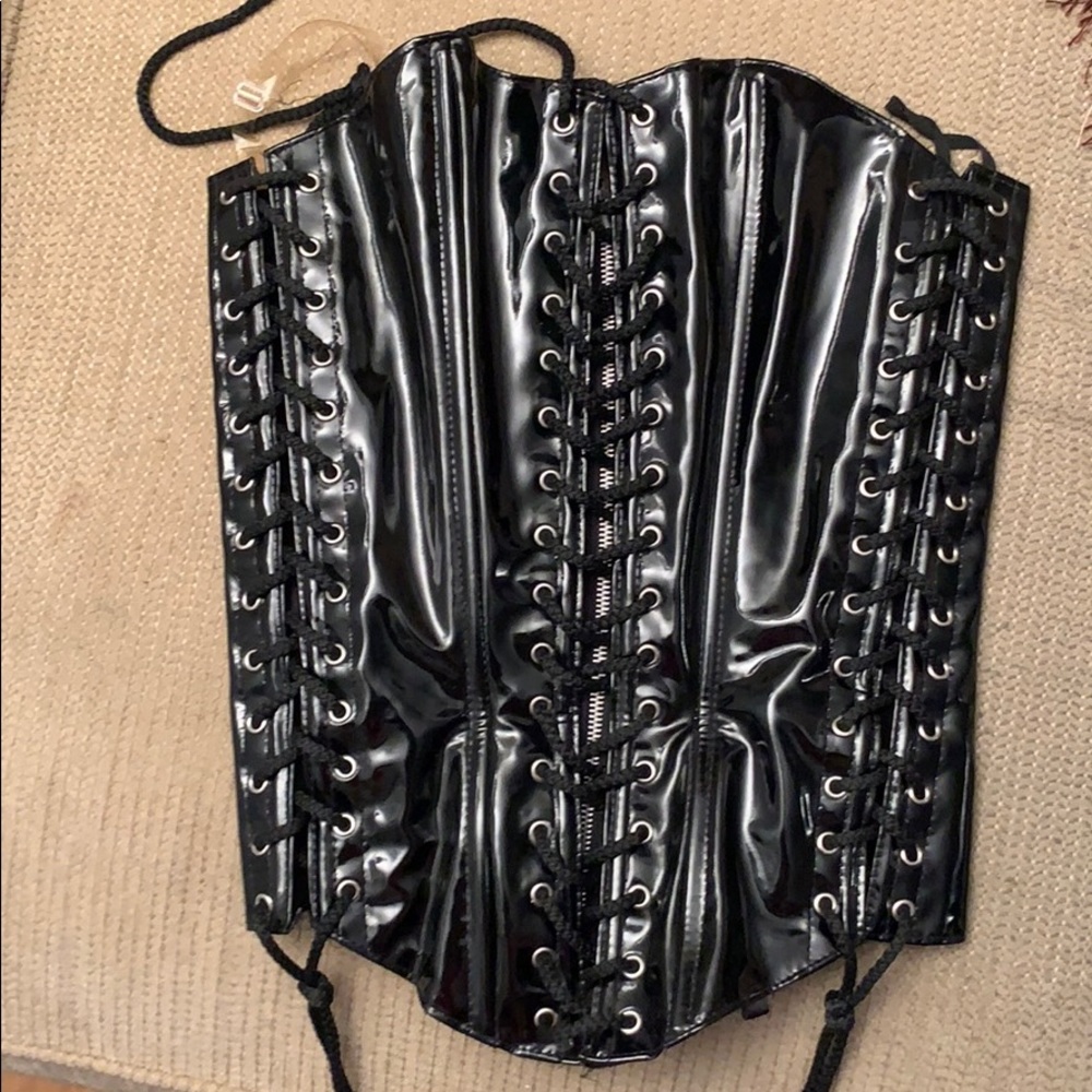 Leather lace up corset medium size